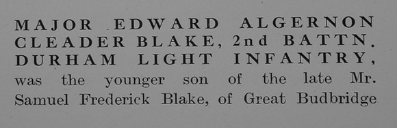 Blake E A C Majot 2nd Durham Light Infantry Obit Part 1 The Bond Of Sacrifice Vol 1