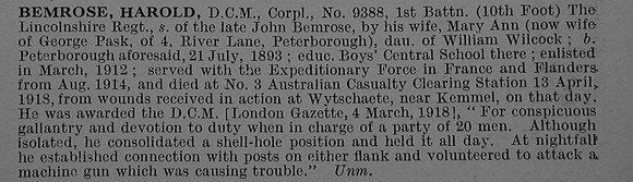 Bemrose H Cpl DCM 9388 1st Lincolnshire Regiment