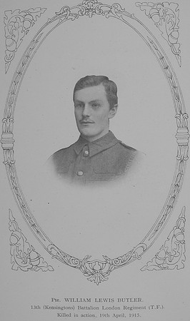 Butler W L Pte 3187 13th London Regiment William Graham Company
