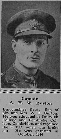 Burton A H W Captain 7th Attd 2nd Lincolnshire Regiment The Sphere 24th Feb 1917