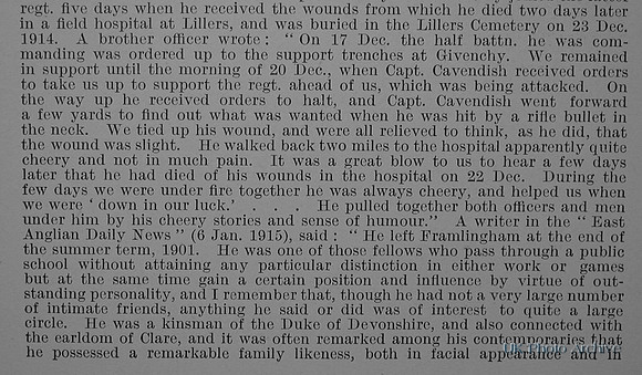 Cavendish G L J Captain Indian Army Obituary Part 2 De Ruvignys Roll Of Honour Vol 1