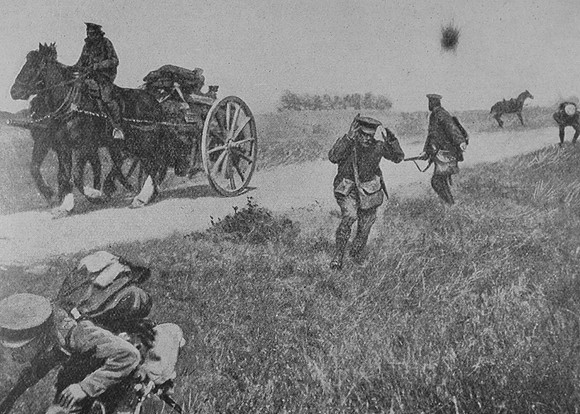 A German Shell About To Burst
