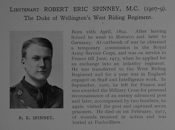 Spinney R E Lt MC Duke of Wellington's (West Riding Regiment) Obit Dulwich College Roll Of Honour