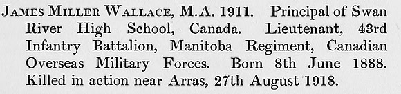 Wallace J M 43rd CEF Obit St Andrews University Roll Of Honour