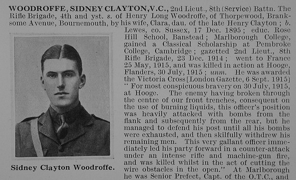 Woodroffe S C 2nd Lt VC 8th Rifle Brigade Obit Part 1 De Ruvignys Roll Of Honour Vol 1
