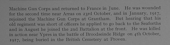 Norbury R F Lt 1st Seaforth Highlanders Obit Part 2 Dulwich College Roll Of Honour