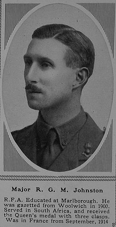 Johnston R G M Major Royal Field Artillery The Sphere 18th Nov 1916