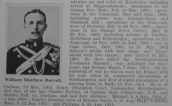 Burrell W M Major Northumberland Hussars Obituary Part 2 De Ruvignys Roll Of Honour Vol 1