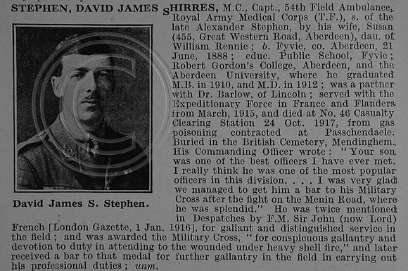 Stephen D J S Captain MC + Bar Royal Army Medical Corps Obit De Ruvignys Roll Of Honour Vol 4
