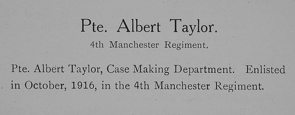 Taylor A Pte 4th Manchester Regiment Record William Graham Company