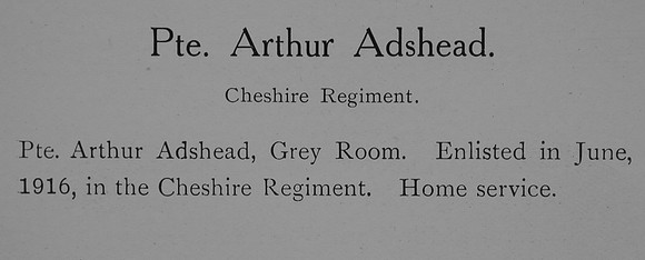 Adshead A Pte Cheshire Regiment Record William Graham Company