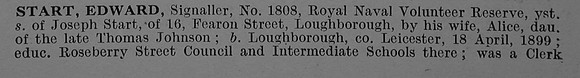 Start E Sig 1808 H.M.S. Kale Royal Naval Volunteer Reserve Obit Part 1 De Ruvignys Roll Of Honour Vol 4