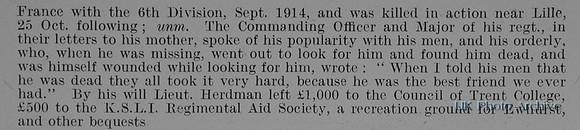 Herdman A W Lt 1st Shropshire Light Infantry Obit Part 2