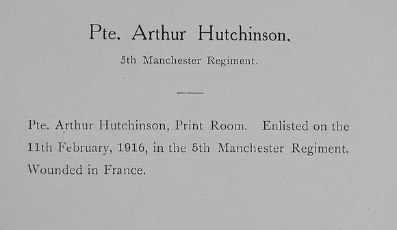 Hutchinson A Pte 5th Manchester Regiment Record William Graham Co Roll Of Honour