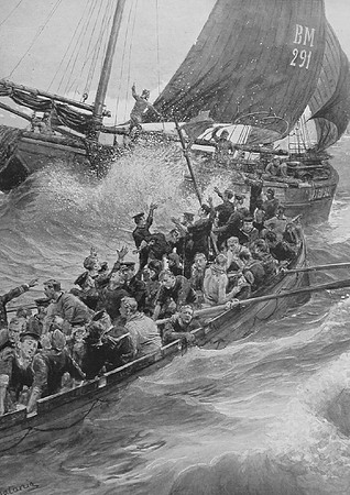 Survivors Of HMS Formidable Being Taken Aboard The Provident