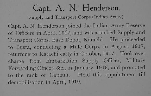 Henderson A N Captain Indian Army Record William Graham Company