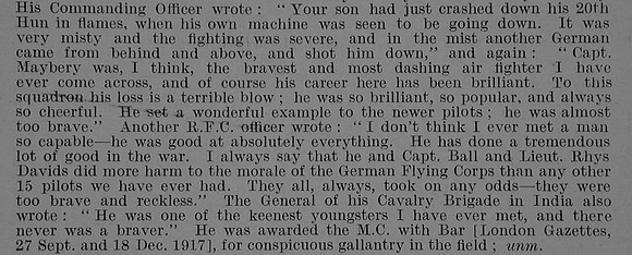 Maybery R A Flt Comm MC 21st Lancers Attd Royal Flying Corps Obit Part 2 De Ruvignys Roll Of Honour Vol 5