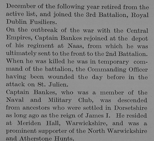 Bankes E N Captain 2nd Royal Dublin Fuiliers Obit Part 3 The Bond Of Sacrifice Vol 2
