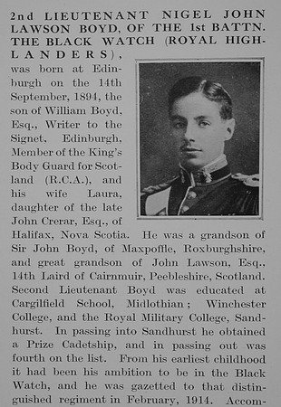 Boyd N J L 2nd Lt 1st Black Watch Obit Part 1 The Bond Of Sacrifce Vol 1