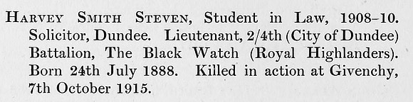 Steven H S Lt 4th Black Watch Obit St Andrews University Roll Of Honour