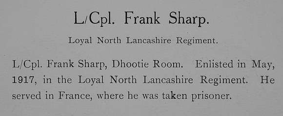 Sharp F L/Cpl Loyal North Lancs Regiment Record William Graham Company