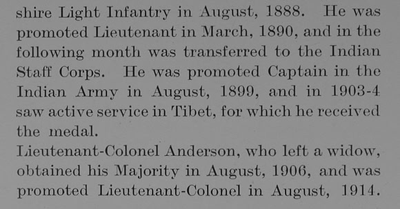 Anderson H L Lt Col Indian Army Obit Part 2 The Bond Of Sacrifice Vol 1