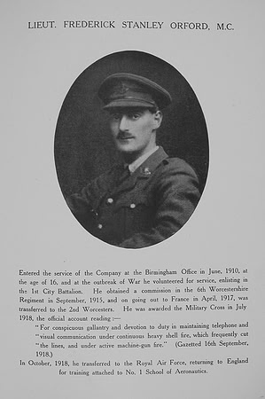 Orford F S Lt MC 2nd Worcestershire Regiment Northern Assurance Co War Record
