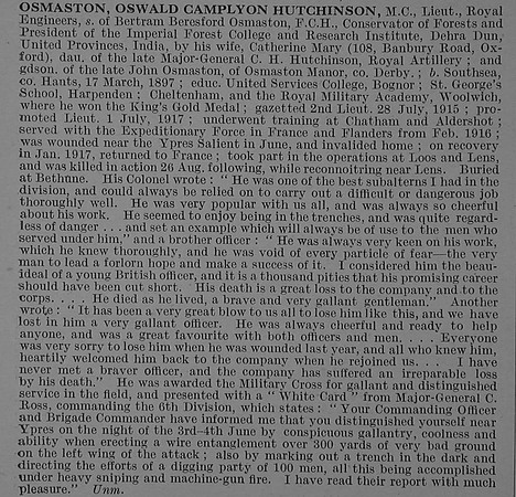 Osmaston O C H Lt MC Royal Engineers Obit De Ruvignys Roll Of Honour Vol 4