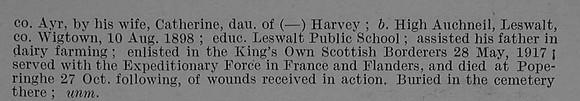 McNeillie R Pte 202656 2nd Kings Own Scottish Borderers Obit Part 2 De Ruvignys Roll Of Honour Vol 4