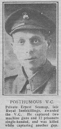 Seaman E Pte VC MM 42364 2nd Royal Inniskilling Fusiliers The Graphic 15th Nov 1918