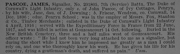 Pascoe J Sig 201805 7th Duke Of Cornwalls Light Infantry Obit De Ruvignys Roll Of Honour Vol 4