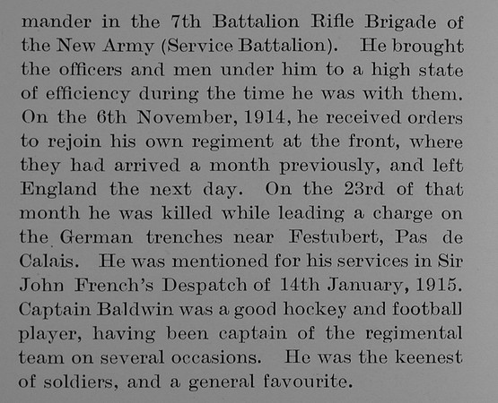 Baldwin H L C Captain Indian Army Obit Part 3 The Bond Of Sacrifice Vol 1