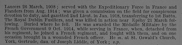 Roberts W J 2nd Lt 1st Royal Dublin Fusiliers Obit Part 2 De Ruvignys Roll Of Honour Vol 4