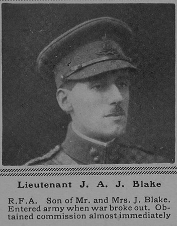 Blake J A J Lt Royal Field Artillery The Sphere 4th Nov 1916