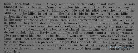 Bayly C G G Lt Royal Flying Corps Obituary Part 2 De Ruvignys Roll Of Honour Vol 1