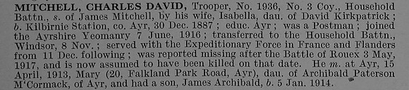 Mitchell C D Tpr 1936 Household Battalion Obit De Ruvignys Roll Of Honour Vol 4