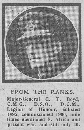 Boyd G F Major Gen CMG DSO DCM General Staff The Graphic 31st Oct 1918