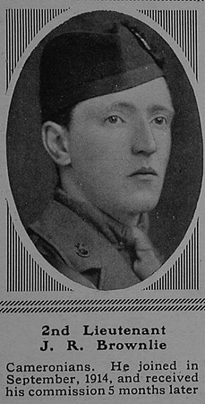 Brownlie J R 2nd Lt 11th attd 1st Cameronians (Scottish Rifles) The Sphere 19th Aug 1916