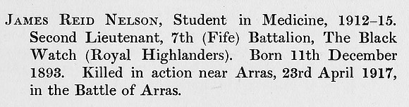 Nelson J R 2nd Lt 7th Black Watch Obit St Andrews University Roll Of Honour