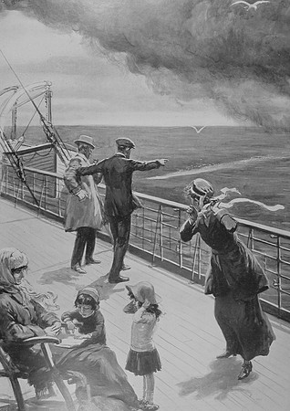 The Moment When A Torpedo Was Spotted Coming Towards The Lusitania