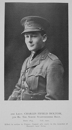 Holtom C F 2nd Lt 5th North Staffs Regiment