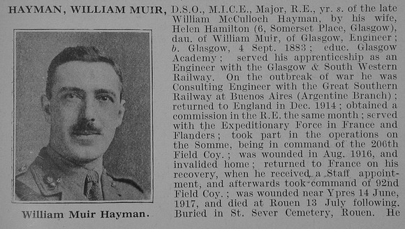 Hayman W M DSO Major Royal Engineers Obit De Ruvignys Roll Of Honour Vol 3