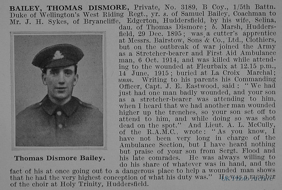 Bailey T D Pte 5th West Riding Regiment Obit