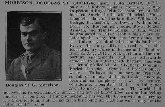 Morrison D St G Lt Royal Field Artillery Obit De Ruvignys Roll Of Honour Vol 3