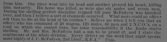 McFadyen J C 2nd Lt Royal Field Artillery Obit Part 2 De Ruvignys Roll Of Honour Vol 3