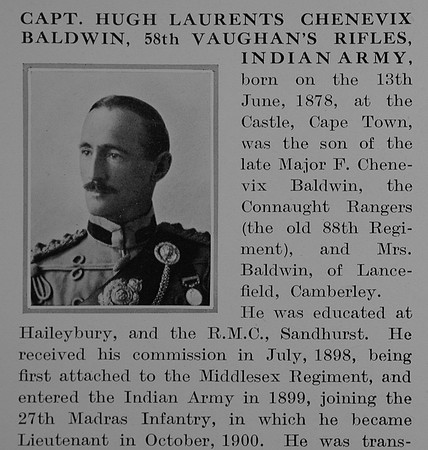 Baldwin H L C Captain Indian Army Obit Part 1 The Bond Of Sacrifice Vol 1