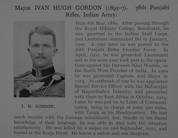 Gordon I H Major Indian Army Obit Dulwich College Roll Of Honour