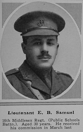 Samuel E B Lt 16th Middx Regt The Sphere 11th Mar 1916