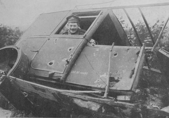 A Driver Has A Lucky Escape In A Shelled Motor Car