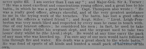 Leigh-Pemberton T E G Lt 13th London Regiment Obit Part 2 De Ruvignys Roll Of Honour Vol 1